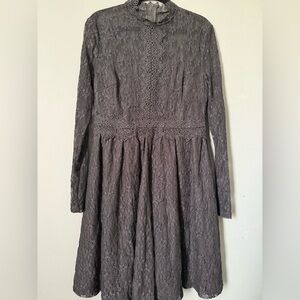 SHEIN Charcoal Lace Long Sleeve Dress